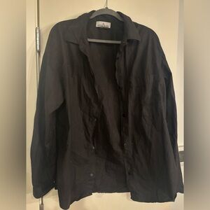 Stone Island black embroidered men’s button up Shirt